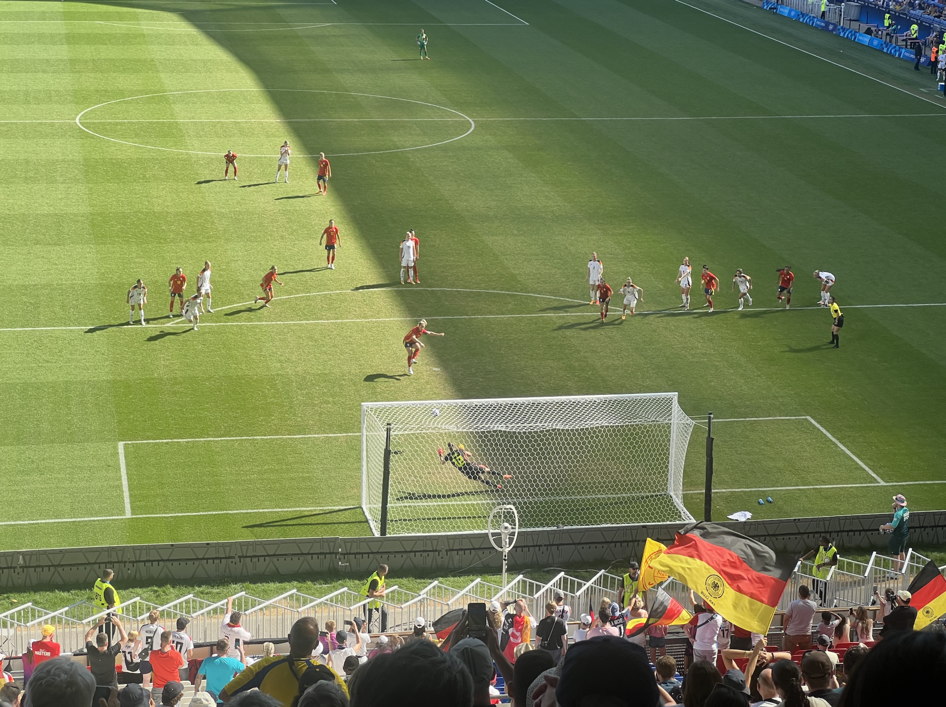 Alexia Putellas misses her penalty against Germany in the bronze medal game at the 2024 Paris Olympics at Groupama Stadium.
