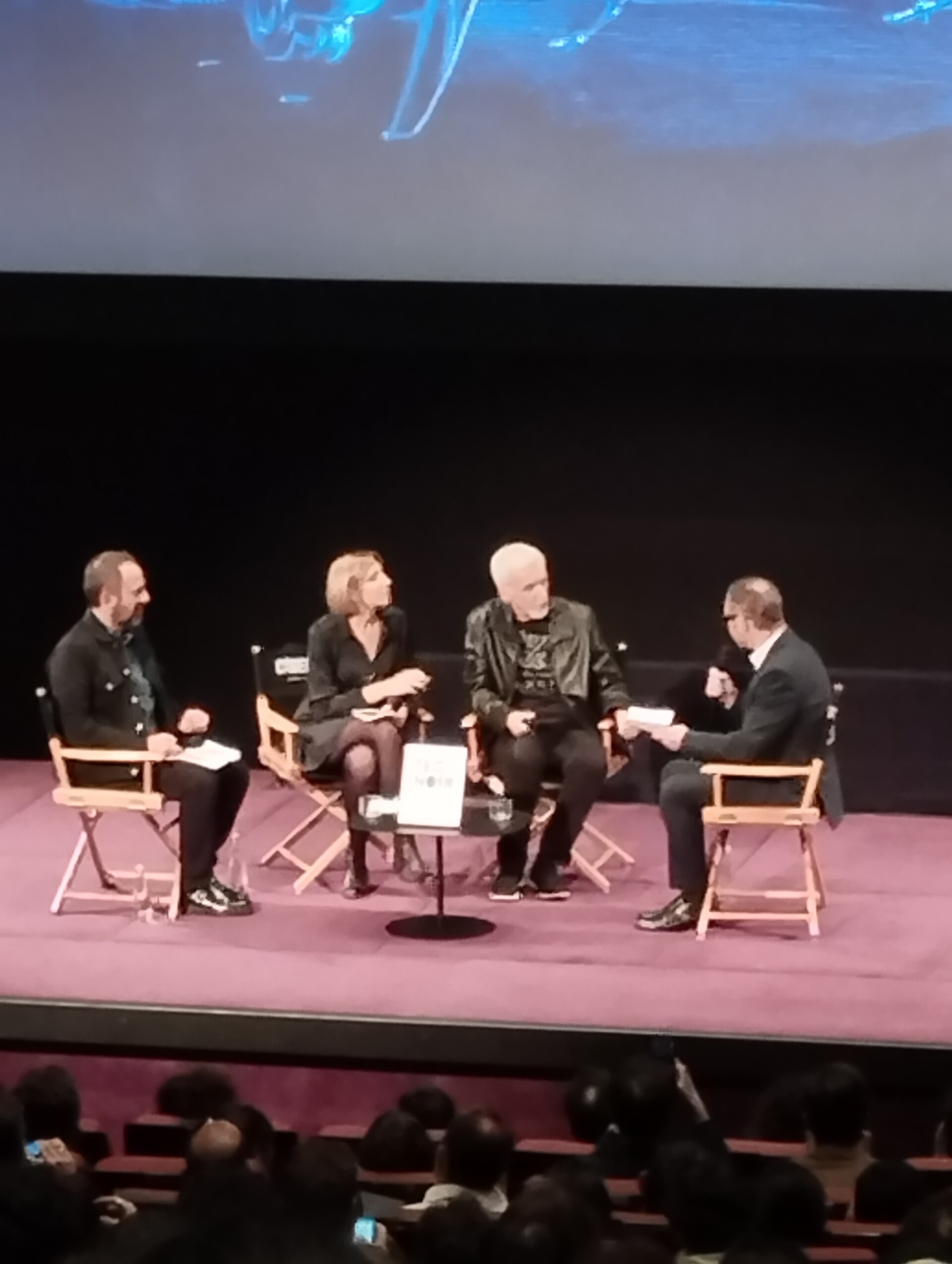 James Cameron lors de sa masterclass à la Cinémathèque française, en avril 2024.