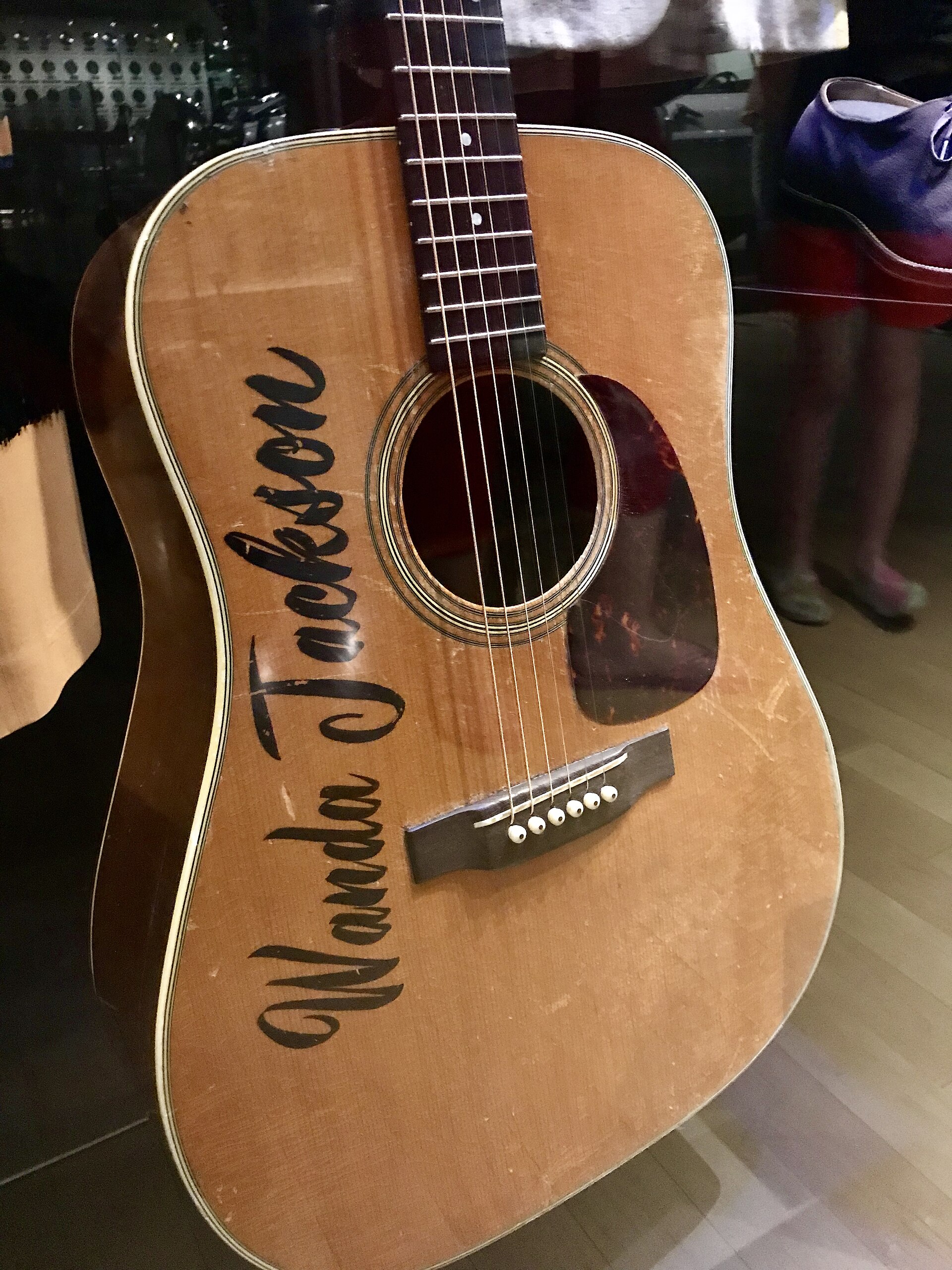 2180821 Nashville country music hall of fame museum Wanda Jackson's Martin guitar painted her name on body - Country Music Hall of Fame and Museum (2018-08-21 13.14.23 by e Kat) WA