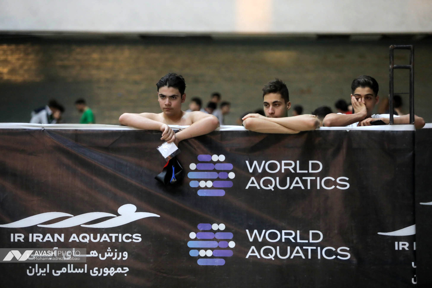 Podio de una competición internacional de natación