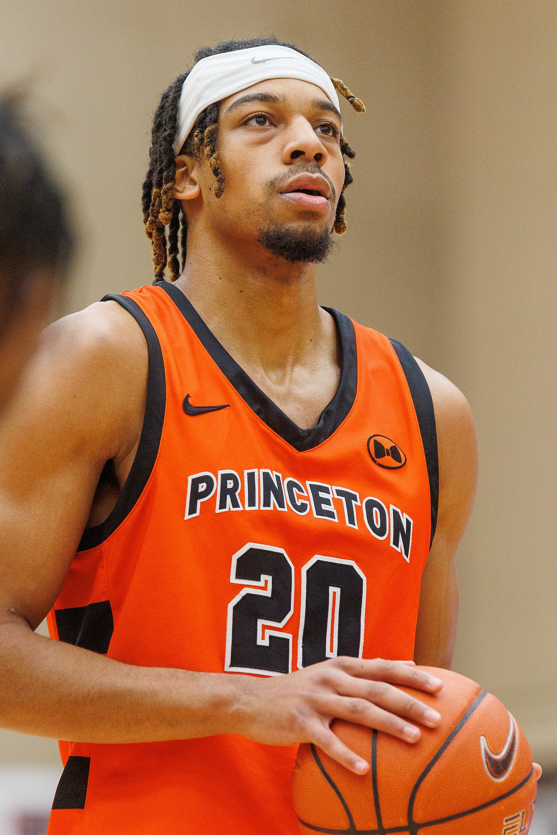 Princeton Tiger men's basketball player Tosan Evbuomwan in January 2023. Brown vs Princeton, 14 Jan 2023. Brown won, 72-70.
