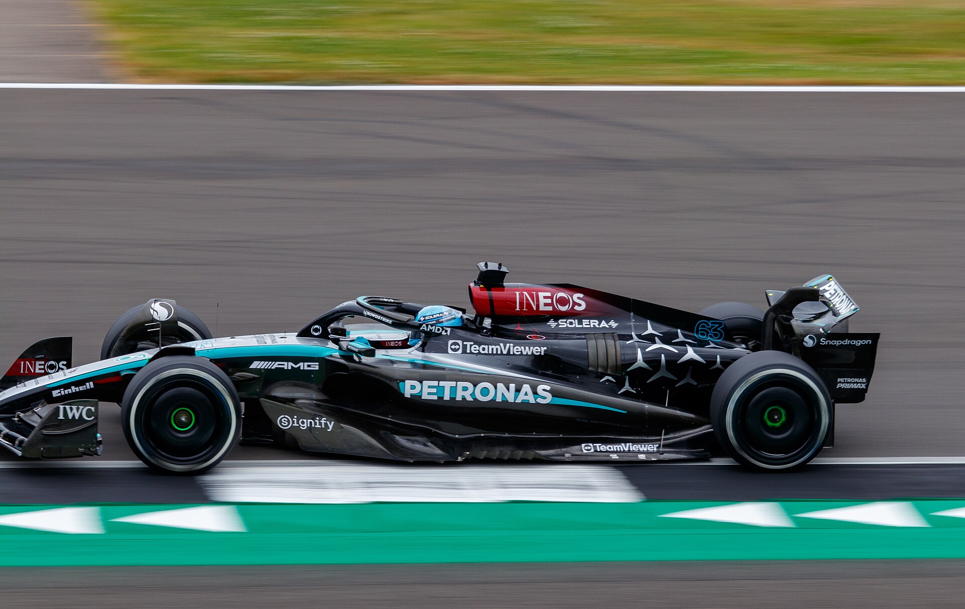George Russell (Mercedes), 2024 British Grand Prix, in Silverstone.