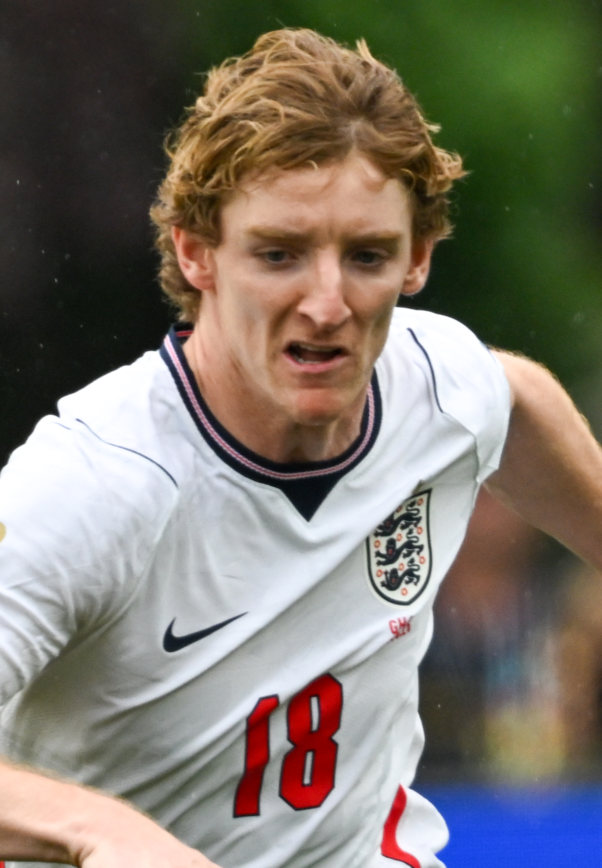 FOXBOROUGH, UNITED STATES - June 23: Anthony Gordon #18 of England is in action against Marvin Senaya #26 of Ghana during the FIFA World Cup 2026 Group L match between England and 