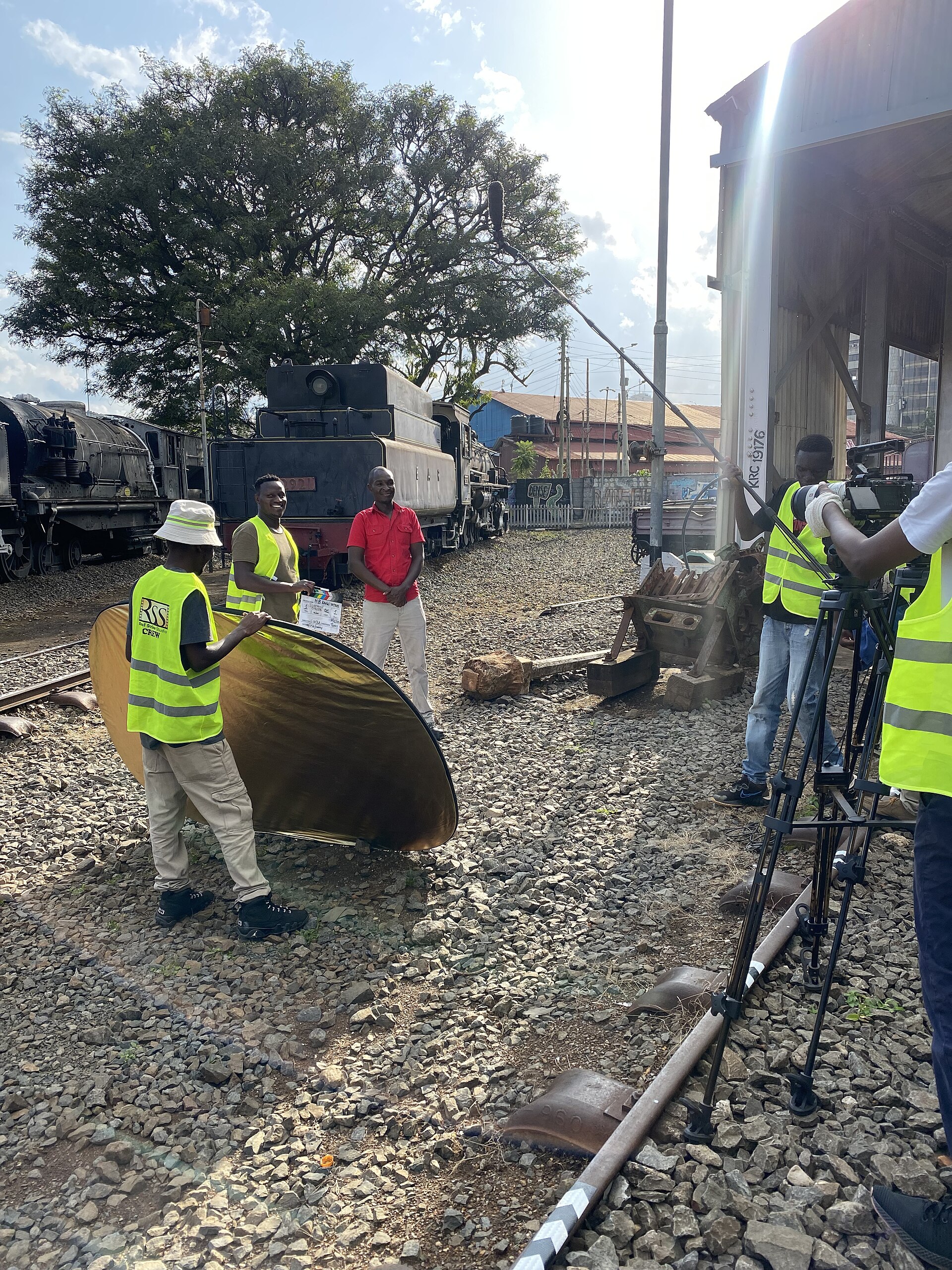 Film crew set shooting in the Nairobi Railways