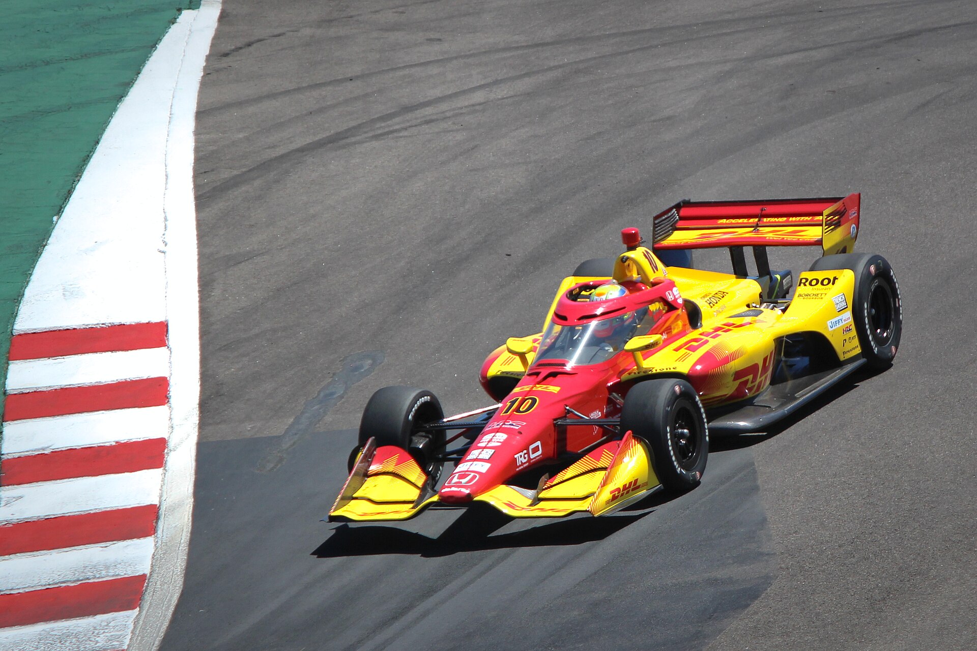 Alex Palou in the corkscrew at Laguna Seca during the 2025 IndyCar Grand Prix of Monterey