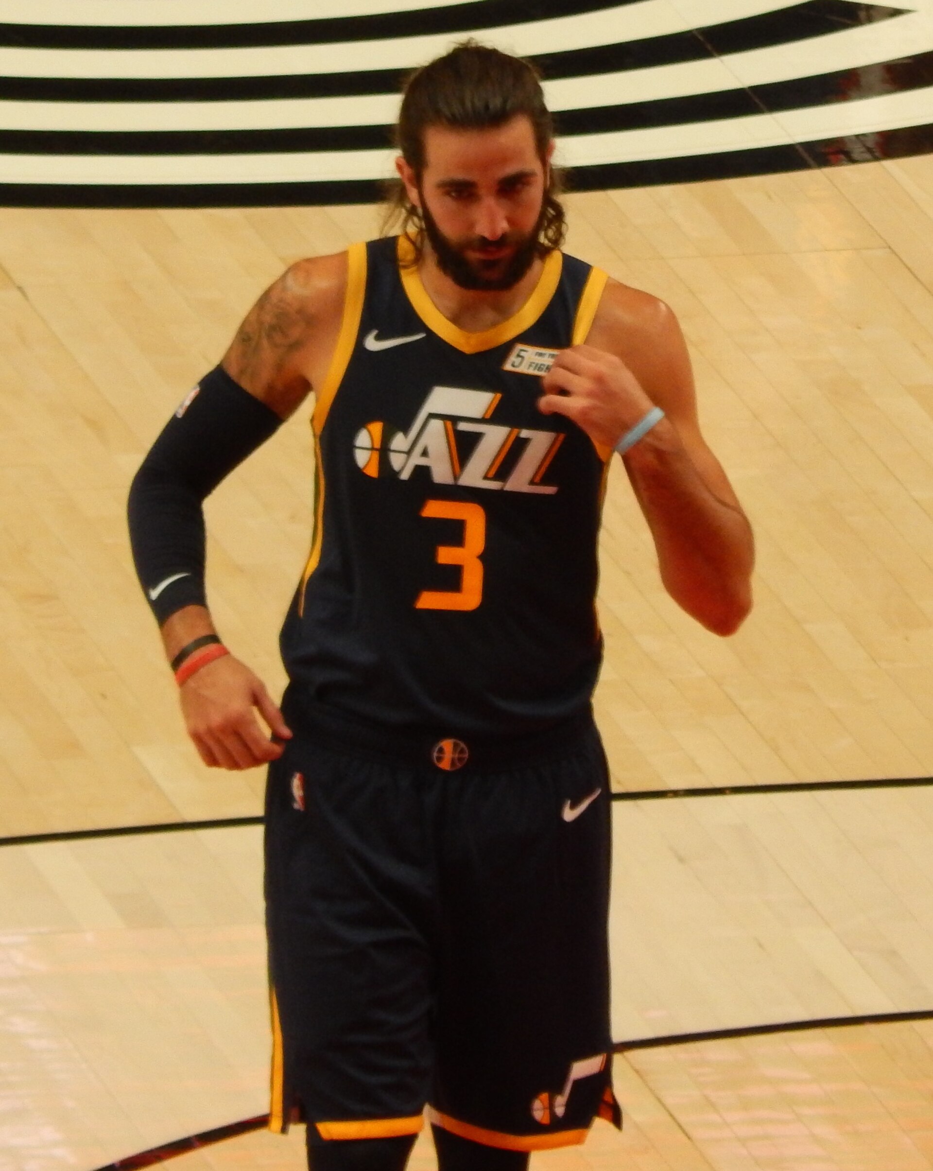 Ricky Rubio #3 of the Utah Jazz against the Portland Trail Blazers on October 7, 2018 at Moda Center in Portland, Oregon.