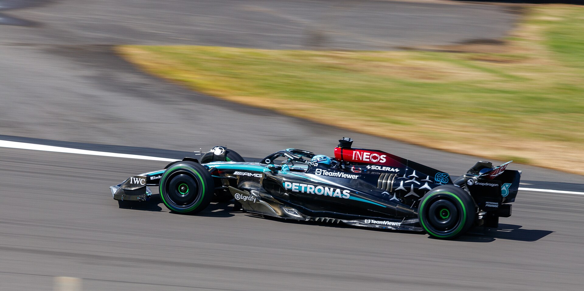 George Russell (Mercedes), 2024 British Grand Prix, in Silverstone.