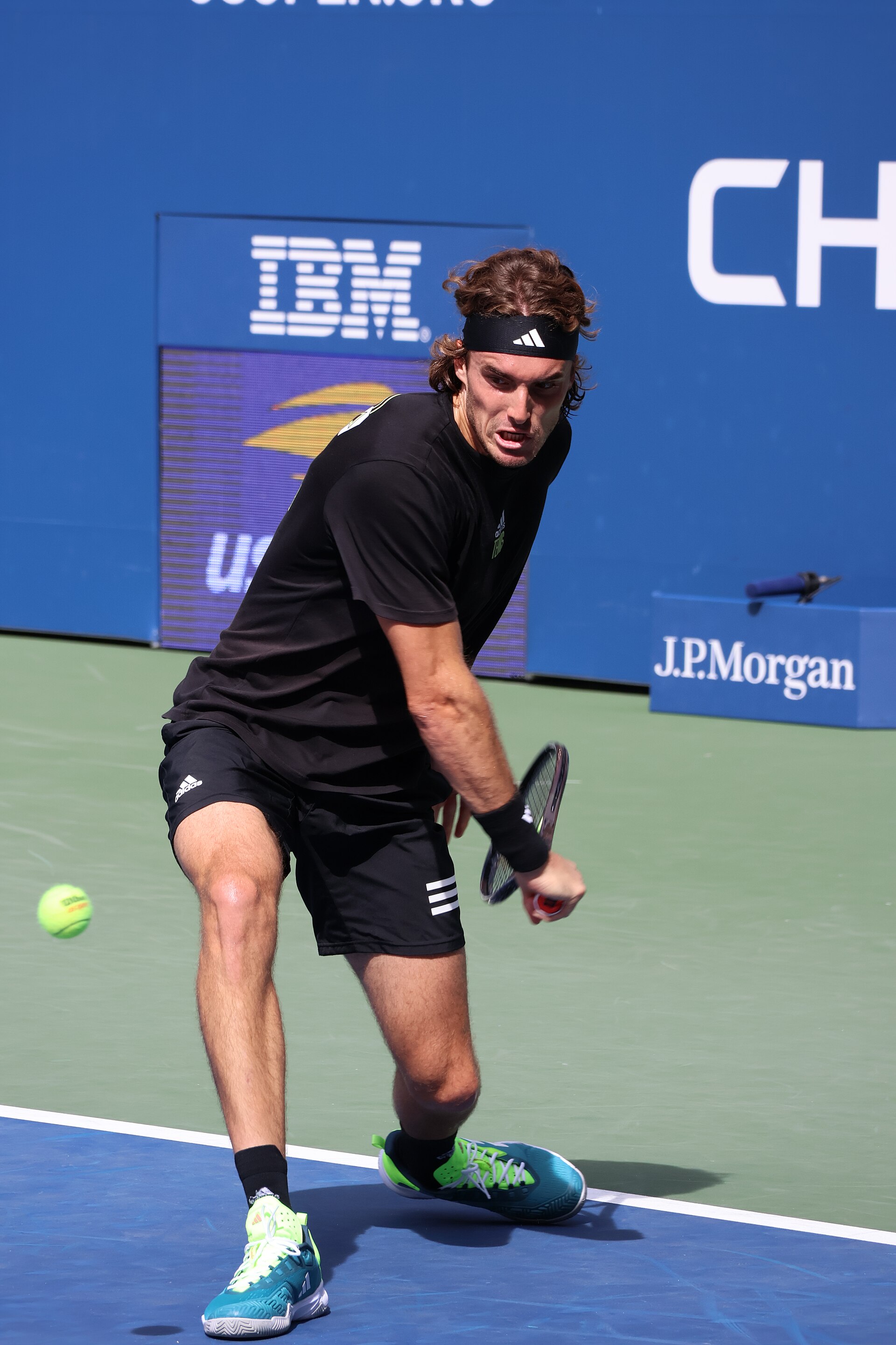 Stefanos Tsitsipas at practice ahead of the 2023 US Open