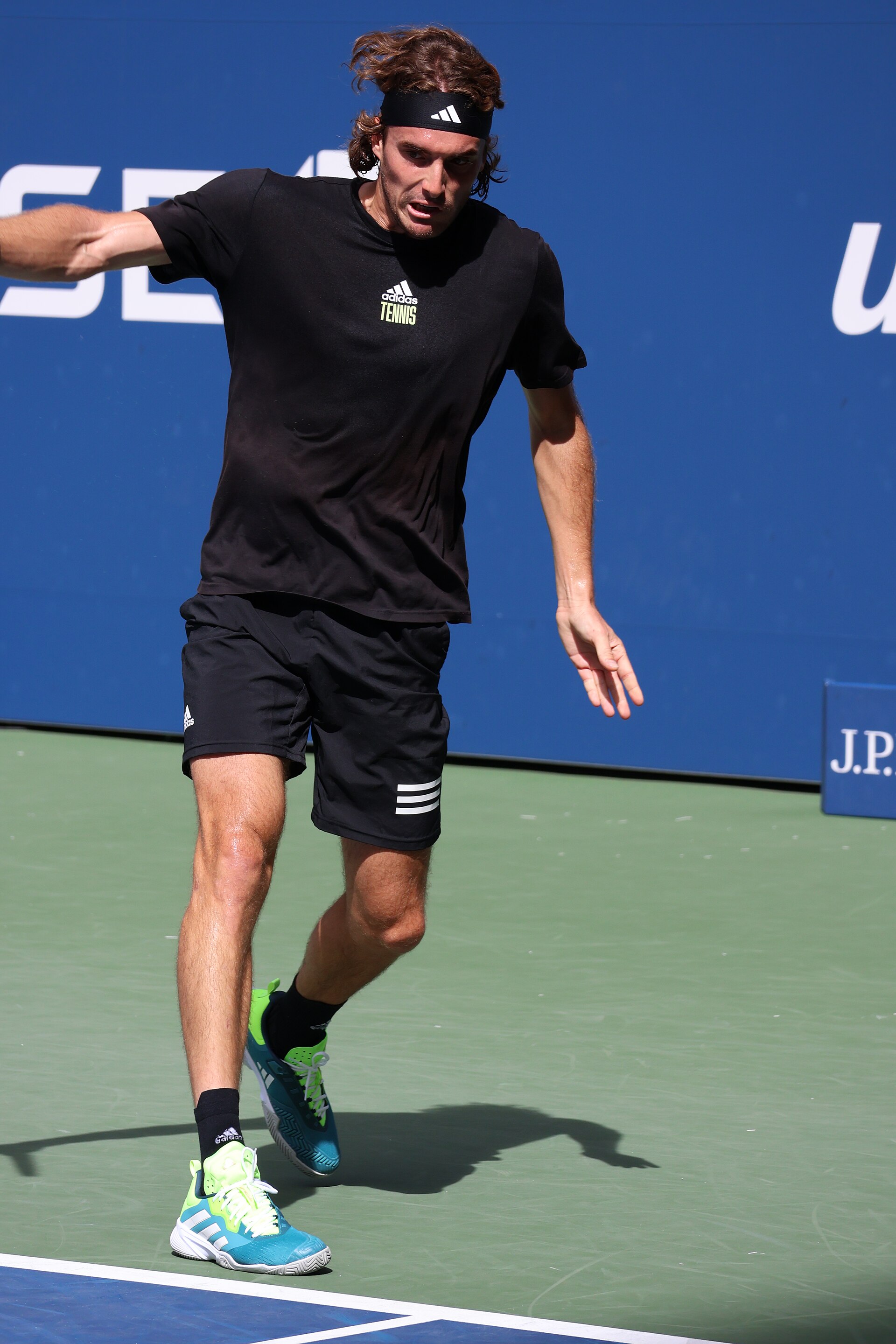 Stefanos Tsitsipas at practice ahead of the 2023 US Open